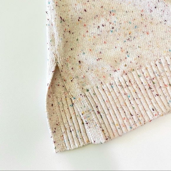 NWT LOFT Speckled Knit Turtleneck Poncho Sweater Cream Rainbow Confetti Small - Picture 12 of 15